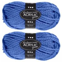 3x bolletjes blauw maxi acryl wol/garen 35 meter