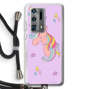 Roze eenhoorn: Huawei P40 Pro Plus Transparant Hoesje met koord