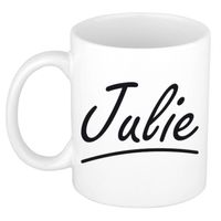 Julie voornaam kado beker / mok sierlijke letters - gepersonaliseerde mok met naam - Naam mokken