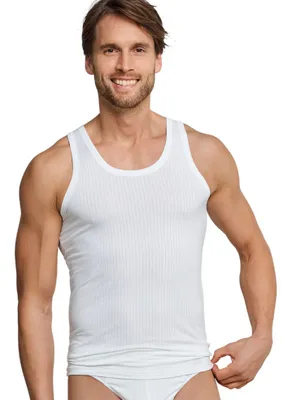 2-Pack heren hemden - Authentic - Elastisch katoenen mannen onderhemd - Singlet heren - Zwart - Wit