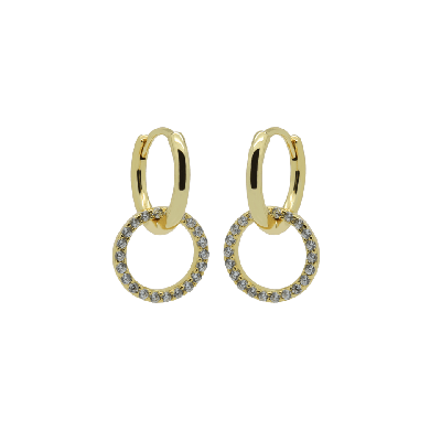 Karma Oorringen Hinged Hoops Double Hoop Zirconia 12MM Goud