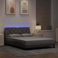 Bedframe met LED zonder matras 140x190 cm stof taupe