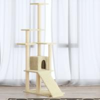 Kattenmeubel met sisal krabpalen 155 cm crèmekleurig - thumbnail