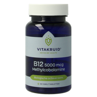 B12 5000 mcg Actief Methylcobalamine 60 Smelttabletten