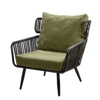 Yoi - Hana lounge chair alu black/rope black/emerald green - thumbnail