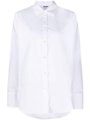 MSGM chemise en coton à logo brodé - Blanc