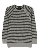 Emporio Armani Kids pull en maille torsadée à rayures - Gris