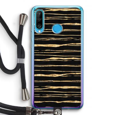 Gouden strepen: Huawei P30 Lite Transparant Hoesje met koord