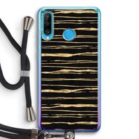 Gouden strepen: Huawei P30 Lite Transparant Hoesje met koord Gouden strepen: Huawei P30 Lite Transparant Hoesje met koord