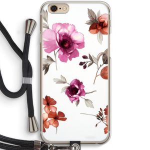 Geschilderde bloemen: iPhone 6 / 6S Transparant Hoesje met koord