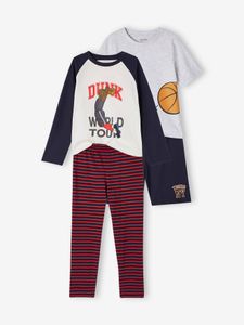 Set pyjama + korte pyjamabroek basketbal jongens marineblauw