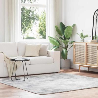 Hoogpolig vloerkleed NAVARRA 200x200 cm polyester lichtgrijs