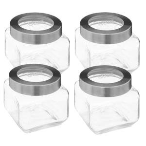 5Five voedsel voorraad pot MIRO met draaideksel - 4x - glas - 0.8L - 11 x 11 cm - weckpot
