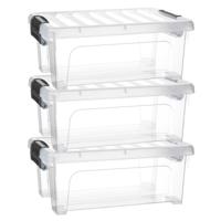 Multi Storage Opslagbox met deksel - 3x - transparant - 8 liter - 36 x 25 x 14 cm - kunststof
