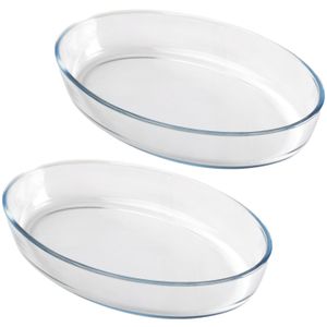 Chef Traiteur Ovenschaal van borosilicaat glas - 2x - ovaal - 4 Liter - 40 x 27 x 7 cm