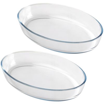 Chef Traiteur Ovenschaal van borosilicaat glas - 2x - ovaal - 4 Liter - 40 x 27 x 7 cm