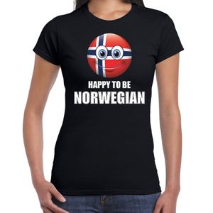 Noorwegen emoticon Happy to be Norwegian landen t-shirt zwart dames