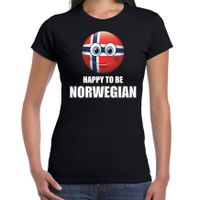 Noorwegen emoticon Happy to be Norwegian landen t-shirt zwart dames