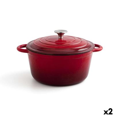 Kookpot met Deksel Bidasoa Fierro Rood Ø 24 cm 3,7 L (2 Stuks)