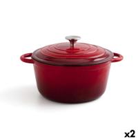 Kookpot met Deksel Bidasoa Fierro Rood Ø 24 cm 3,7 L (2 Stuks)