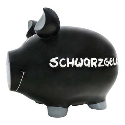 KCG Spaarvarken "Zwart geld" van keramiek, zwart/wit (B/H/D) 30x25x25cm Monsterlijk varken.