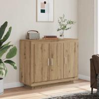 Dressoir 92x35x75 cm bewerkt hout artisanaal eikenkleur