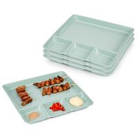 Plasticforte Gourmetborden - 8x stuks - groen - 4-vaks - kunststof - 26 x 24 cm