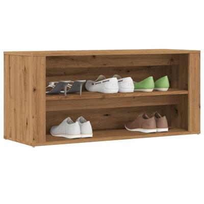 Schoenenbankje 100x35x45 cm bewerkt hout artisanaal eikenkleur