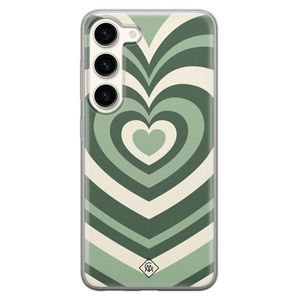 Samsung Galaxy S23 siliconen hoesje - Groen hart swirl