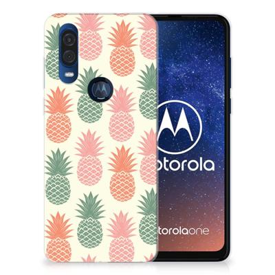 Motorola One Vision | Siliconen Case | Ananas