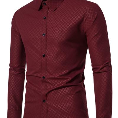 Bon&Bon Homme Men's White Long Sleeve Button Up Work Shirt - Regular Fit Burgundy / XS