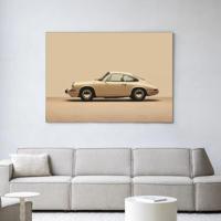 Urban Cotton Wandkleed 'Vintage Porsche Beige' 80 x 110cm in Frame - black