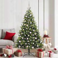 Kunstkerstboom met scharnier 300 LEDs Groen 180 cm PVC en PE