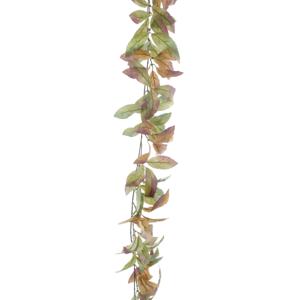 Bellatio Design kunstplant/hangplant slinger - Lychee blad - herfst kleuren - 180 cm