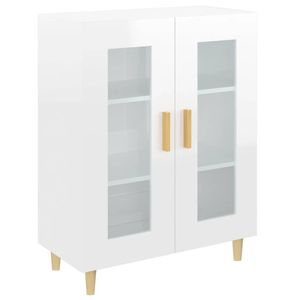 The Living Store Dressoir - Hoogglans wit - 69.5 x 34 x 90 cm - 2 glazen deuren