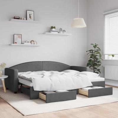 Slaapbank onderschuifbed en lades 80x200 cm stof donkergrijs