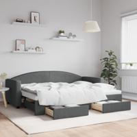 Slaapbank onderschuifbed en lades 80x200 cm stof donkergrijs