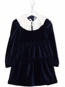 Il Gufo robe en velours à col volanté - Bleu