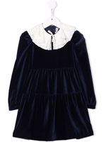 Il Gufo robe en velours à col volanté - Bleu