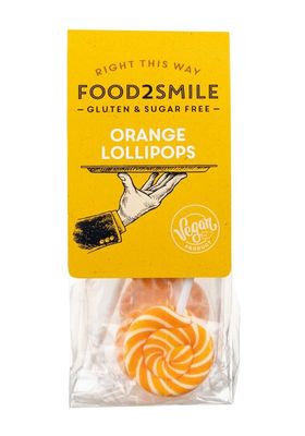 Food2Smile Orange lollipops suikervrij glutenvrij lactosevrij (5 st)