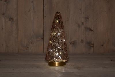 B.O.T. Tree Glass 13X28,5 cm Pink With Golden Base 10Led - Annas collection