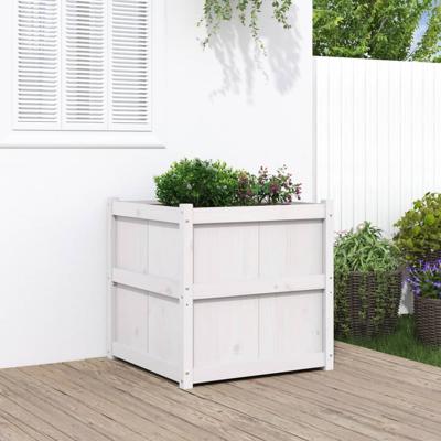 VidaXL Plantenbak 70x70x70 cm massief grenenhout wit