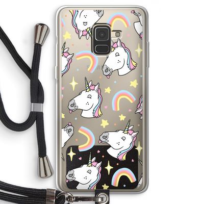 Rainbow Unicorn: Samsung Galaxy A8 (2018) Transparant Hoesje met koord