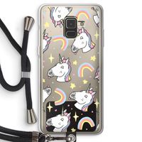 Rainbow Unicorn: Samsung Galaxy A8 (2018) Transparant Hoesje met koord Rainbow Unicorn: Samsung Galaxy A8 (2018) Transparant Hoesje met koord