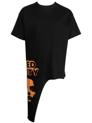 Raf Simons t-shirt asymétrique à imprimé graphique - Noir