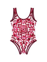 Dolce & Gabbana Kids maillot de bain stretch à imprimé Majolica - Rouge