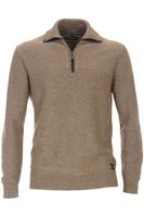 Casa Moda Casual Fit Half-Zip Sweater bruin, Effen