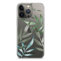 Tropical watercolor leaves: iPhone 13 Pro Transparant Hoesje