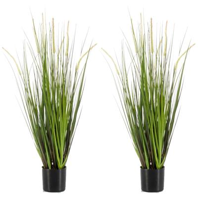 Emerald Kunstplant groen gras sprieten - Set van 2x stuks - 90 cm - Grasplanten/kunstplanten voor bi