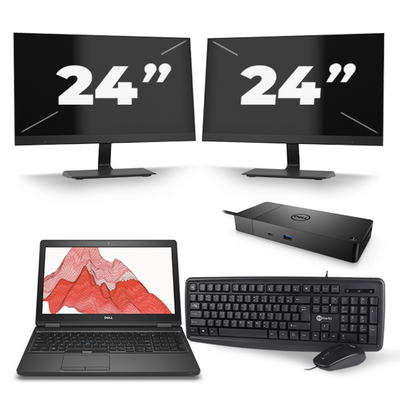 Dell Precision 3520 - Intel Core i7-7e Generatie - 15 inch - 16GB RAM - 256GB SSD - Windows 11 + 2x 24 inch Monitor